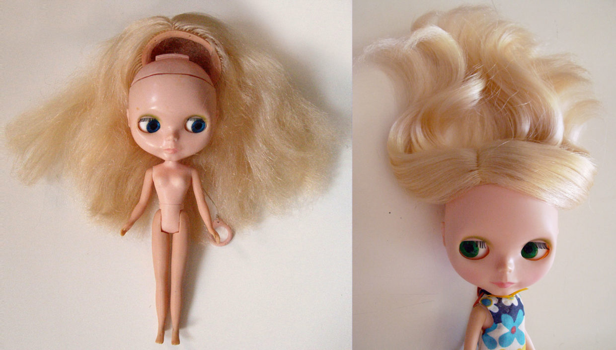 Kenner 1972 blythe doll hair defrizz restoration yatafix prototype aiai chan blythe vintage doll japan yatabazah 